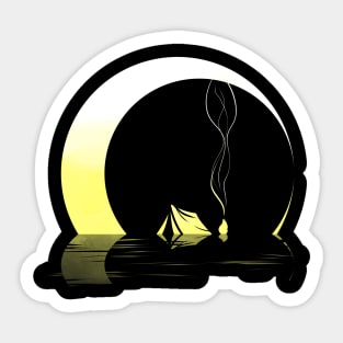 Tent In The Moonlight While Camping Sticker